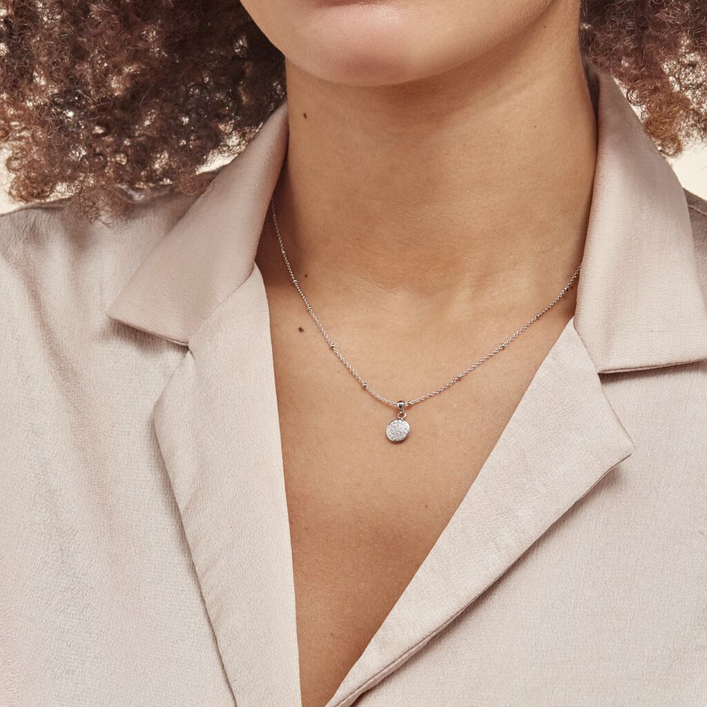 Collier Pascalin Argent Blanc Oxyde De Zirconium
