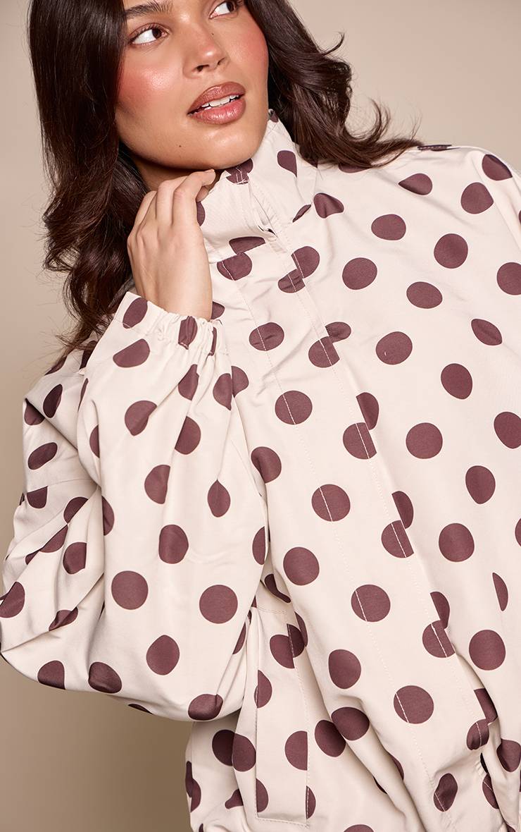 White Polkadot Veste Boutonnée À Pois Grande Taille