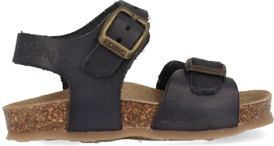 Kipling leren sandalen donkergrijs Jongens Leer Effen 25