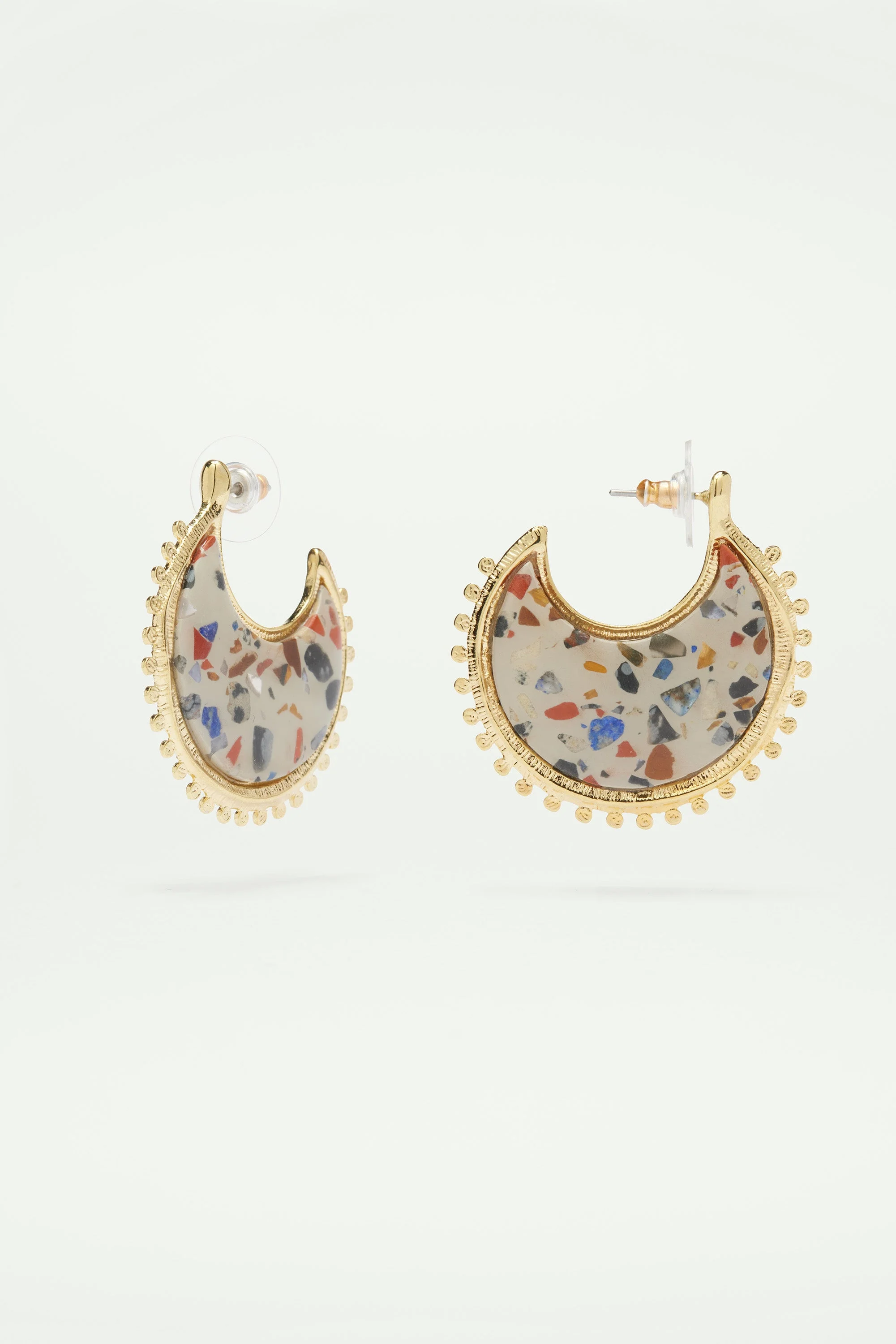 Boucles d'oreilles tiges créoles terrazzo | Multicolore