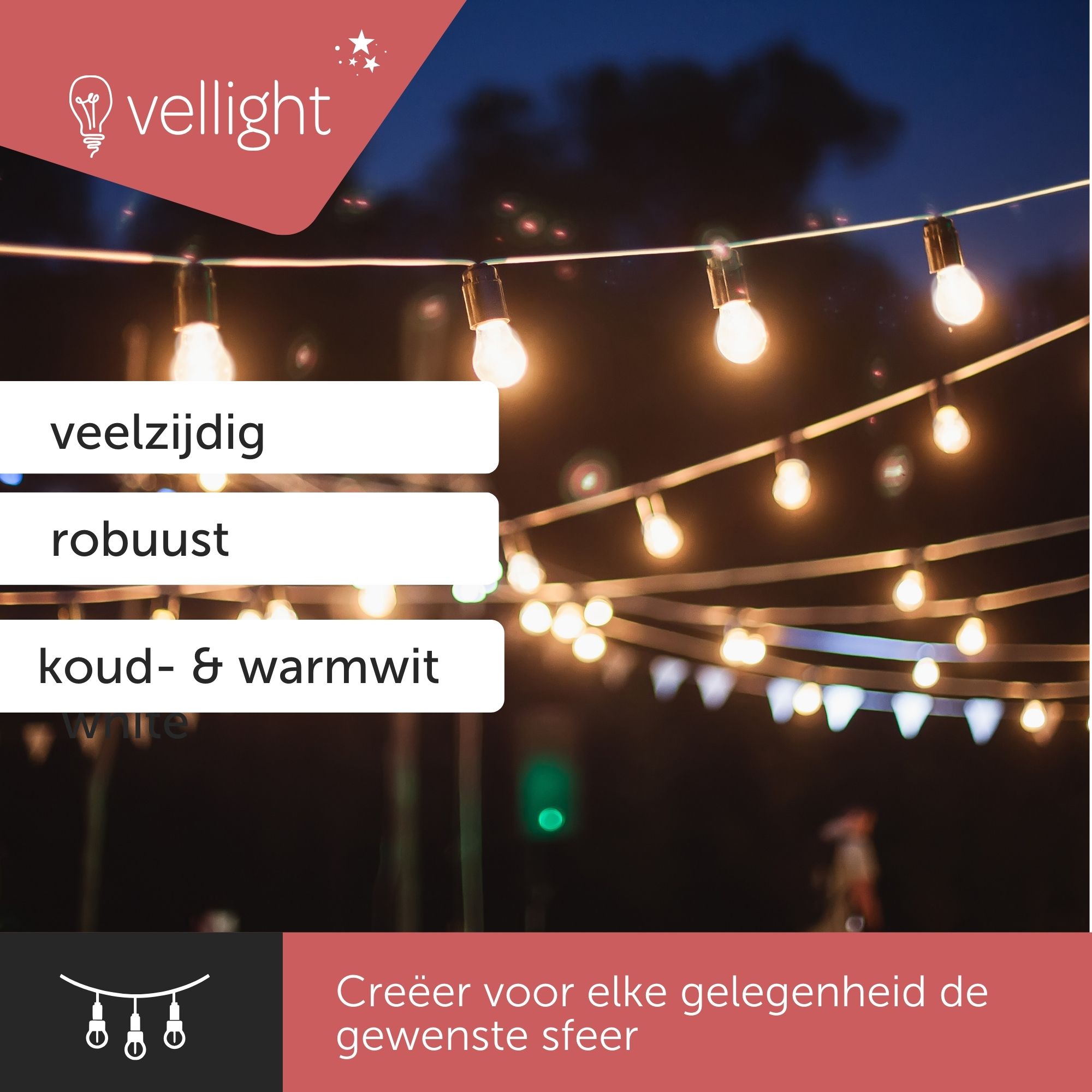 Vellight V-TUYA-15-WWCW slimme lichtslinger - 15 meter