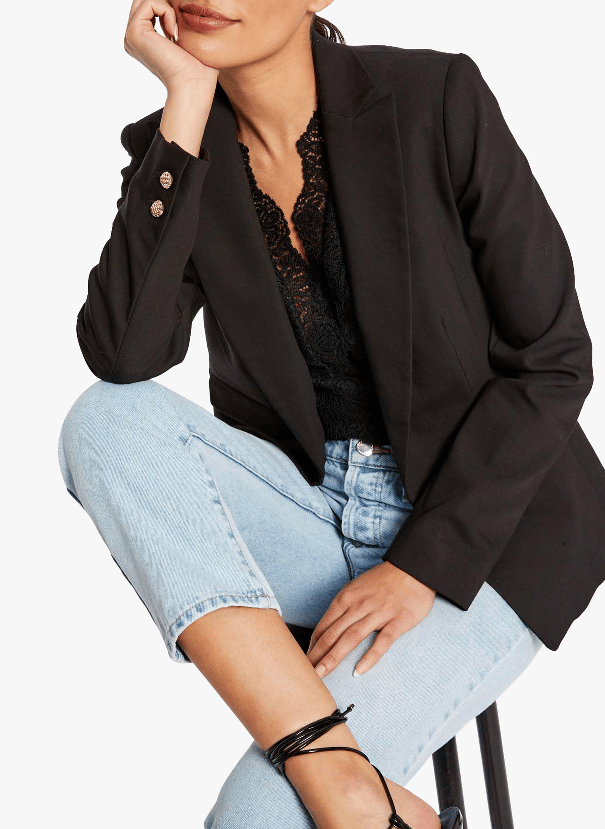 VLIME.F - Veste tailleur droite boutonnée | Noir