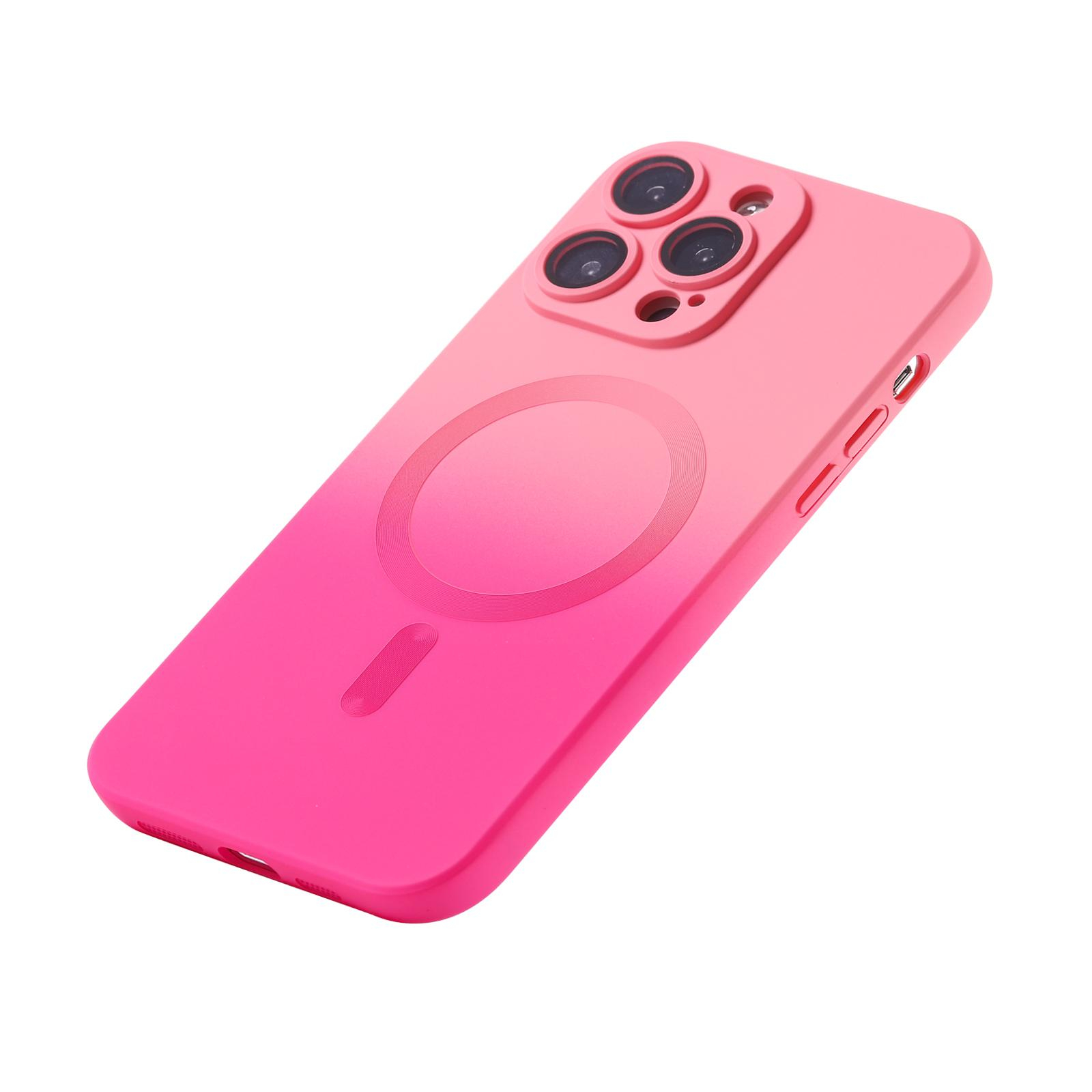 iPhone 14 Pro MagSafe Gummi Case Hülle mit Kameraglasschutz   Farbverlauf - Rosa / Pink