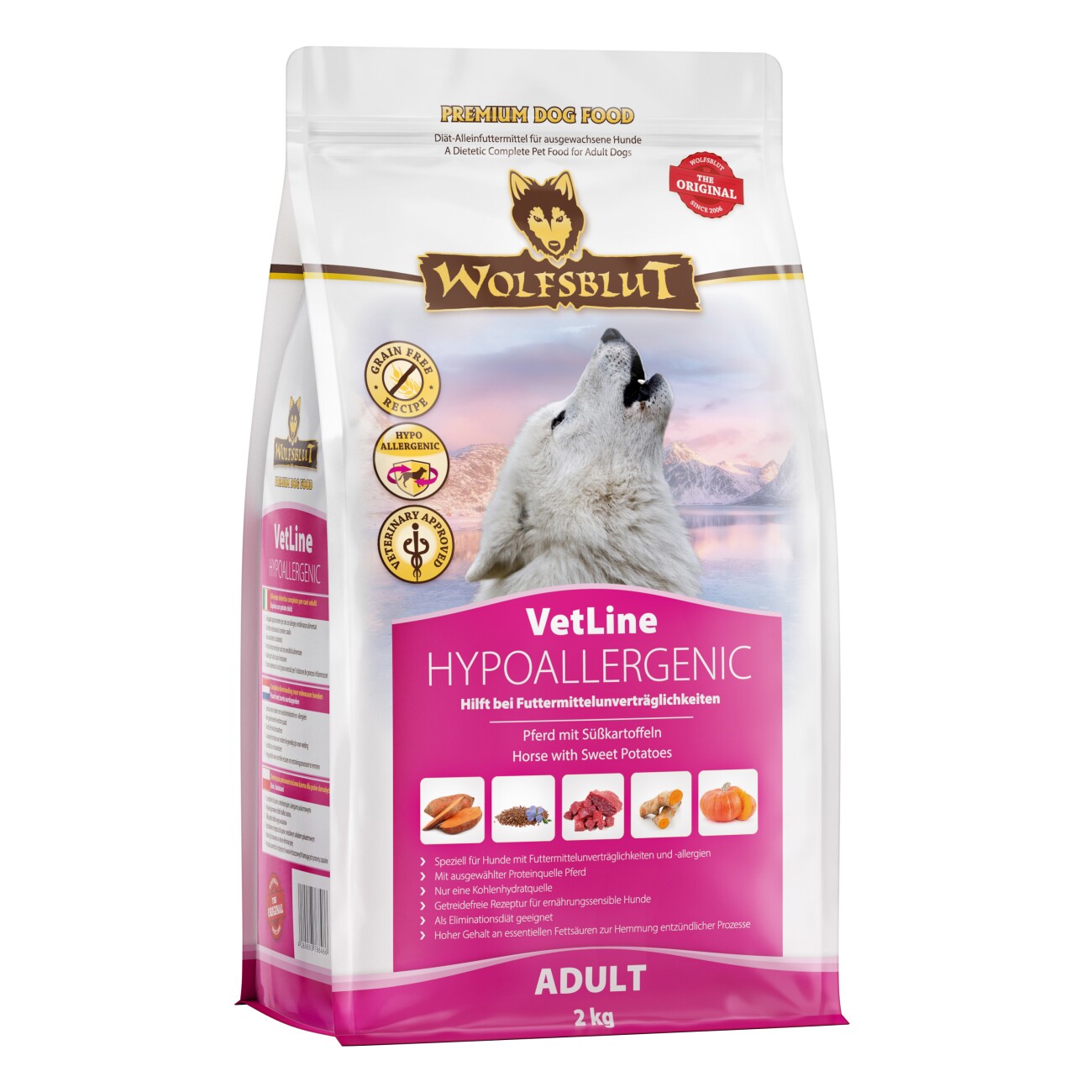 WOLFSBLUT Adult VetLine Hypoallergenic, Pferd 2 kg