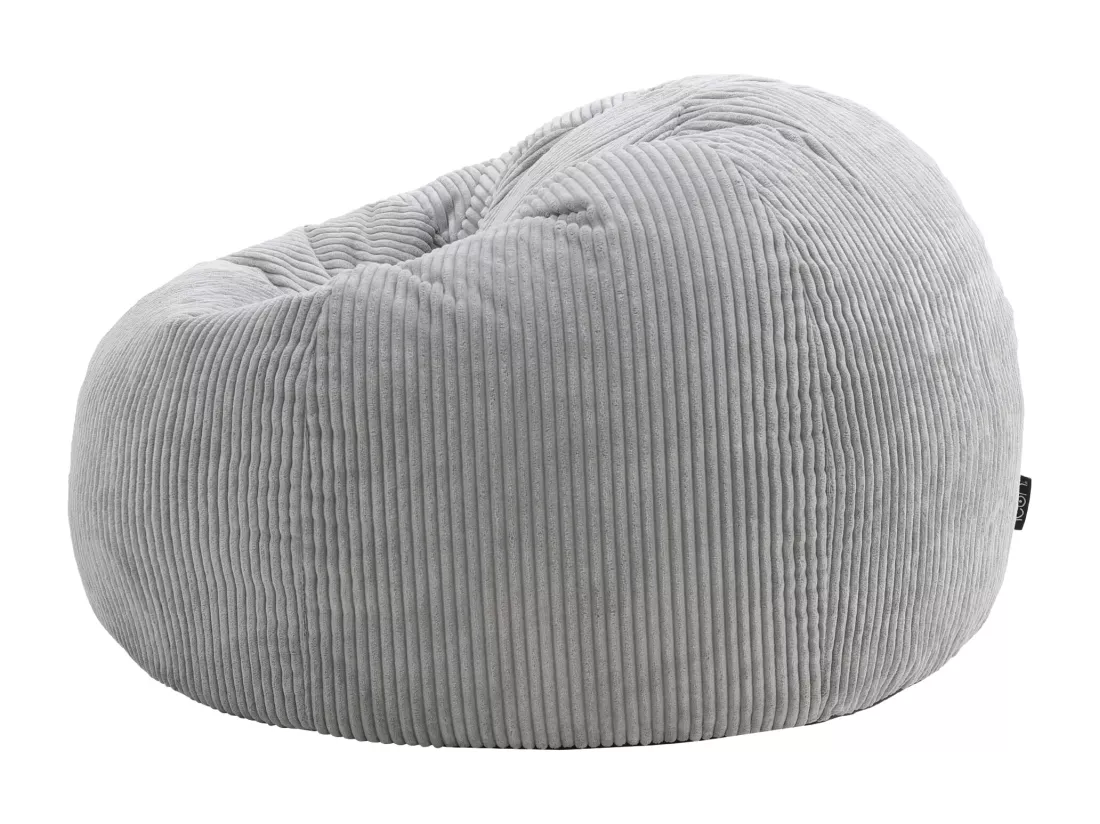 Pouf classique en velours côtelé, gris - KINGSTON