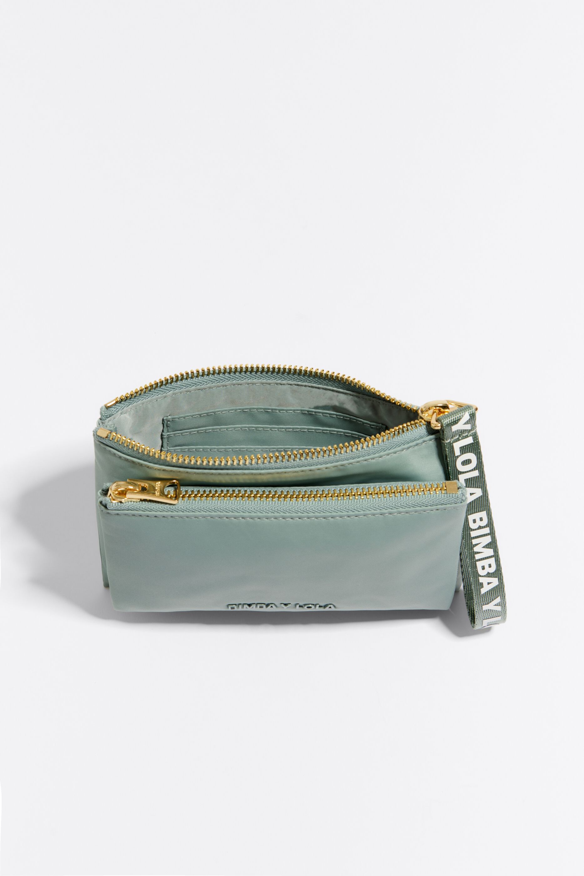 Aquamarine nylon double purse
