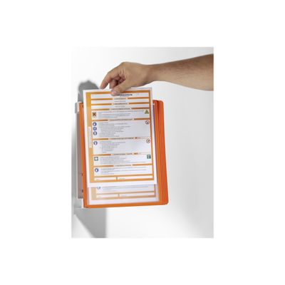 Durable Vario - Support mural métallique avec 5 pochettes A4 - orange