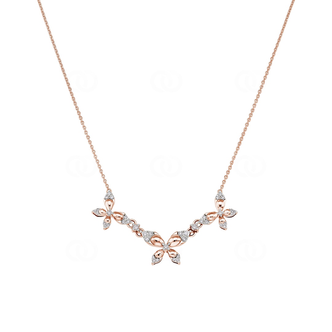 Collier 750/18 K Roségold Schmetterlinge mit Diamanten 0.25 ct H/si