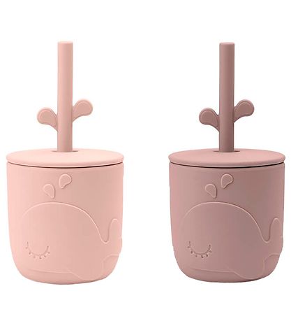 Done By Deer Becher m. Strohhalme - 2er-Pack - Peekaboo - Puder