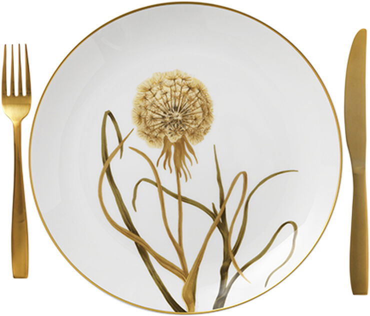Royal Copenhagen Flora 27 cm. tallerken - Mælkebøtte Hvid, multi