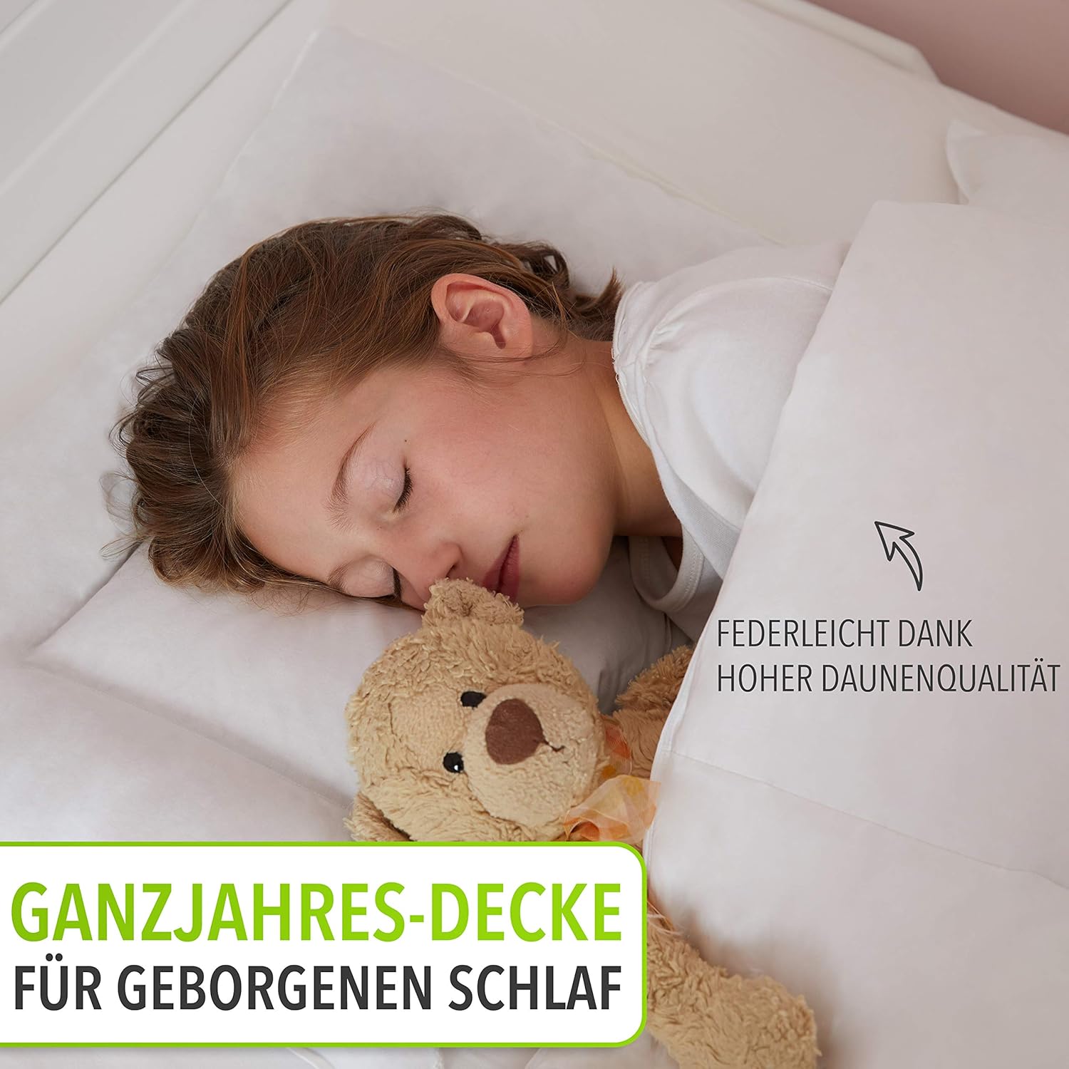 Koru Kids®️ Premium Kinder Bettdecken-Set - Daunendecke 100x135 cm mit Kissen 40x60 cm - 100% deutsche Daunen – Baby Bettdecke - waschbar bis 60° - Oeko-TEX - Kinderbettdecke - Made in Germany