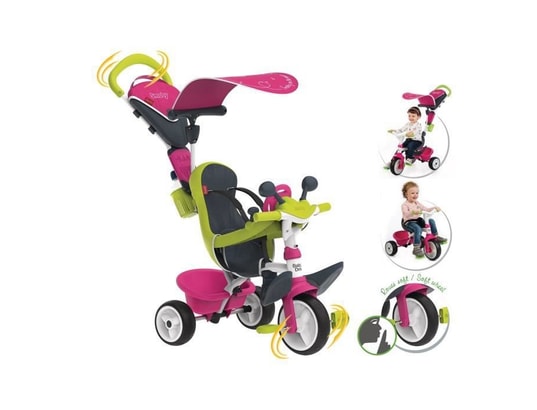 SMOBY - Tricycle baby driver plus rose