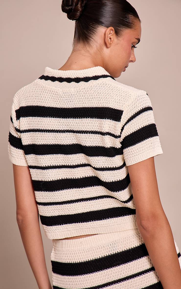 Monochrome Polo En Crochet Rayé Mono