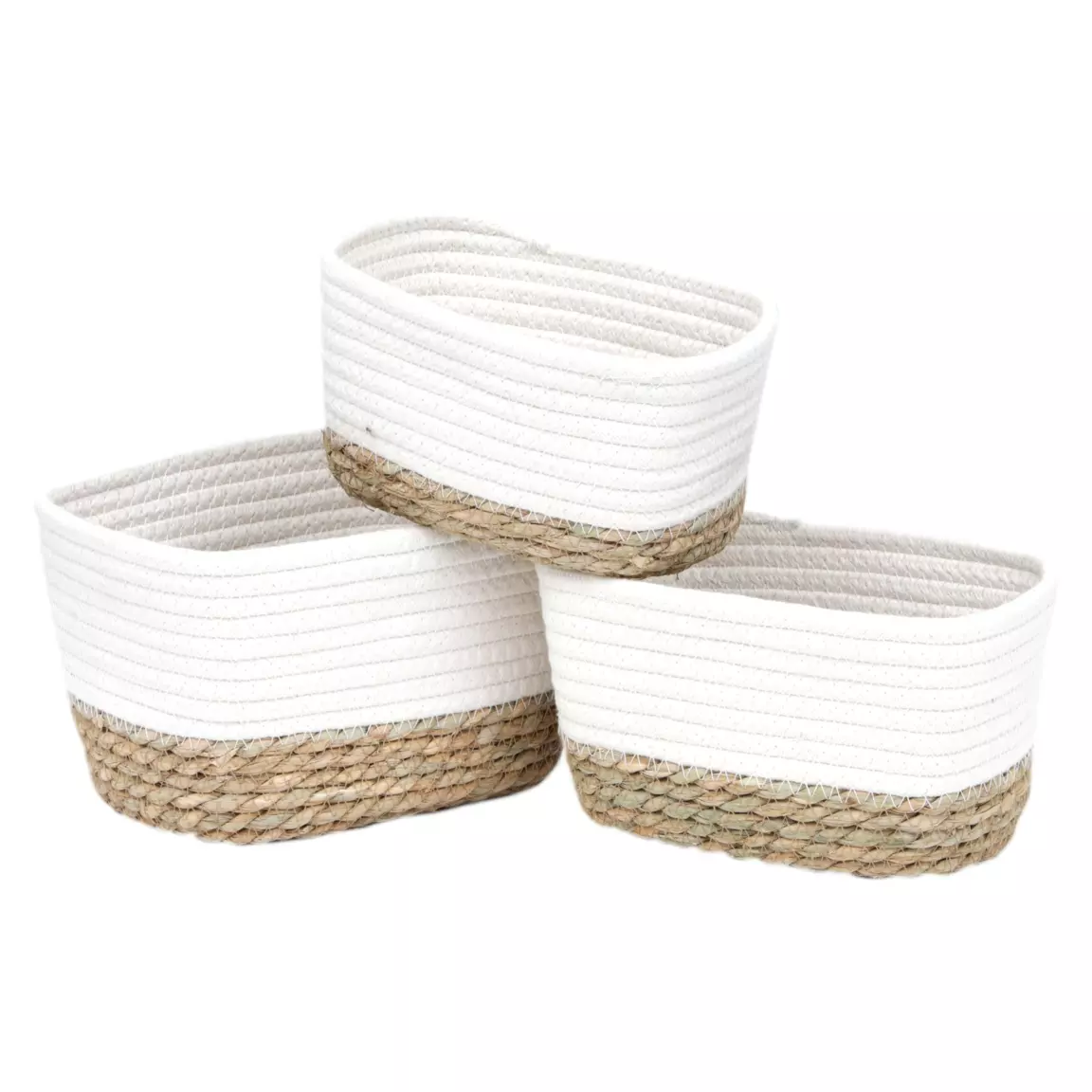 Lot de 3 paniers de rangement (H13 cm) Timeless Blanc