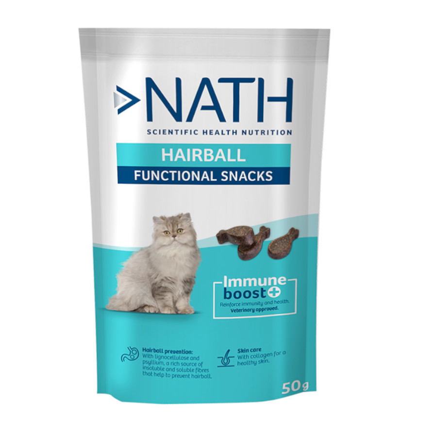 Petiscos funcionais Nath para bolas de pelo em gatos