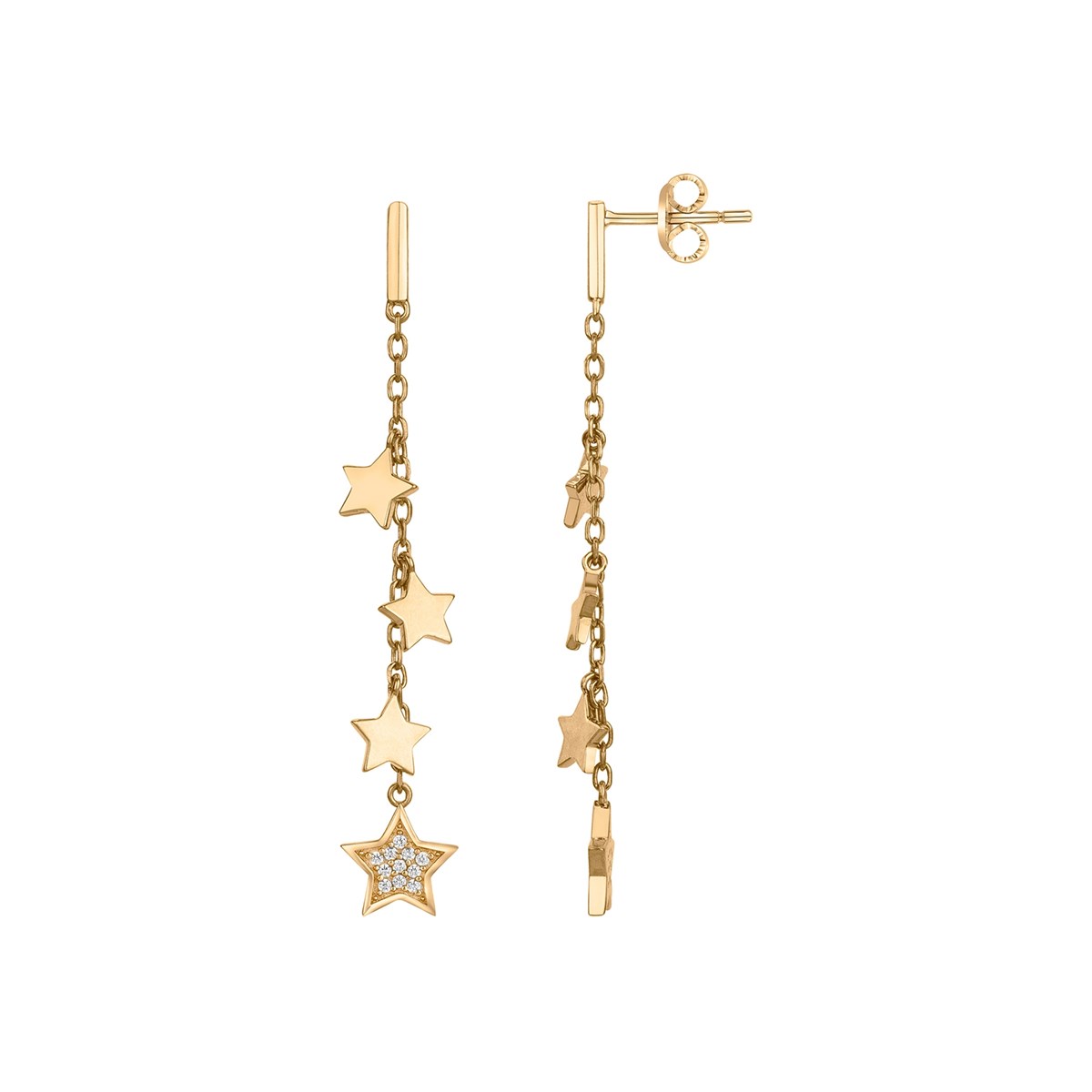 Boucles d'oreilles pendantes en Plaqué Or avec oxyde de zirconium blanc