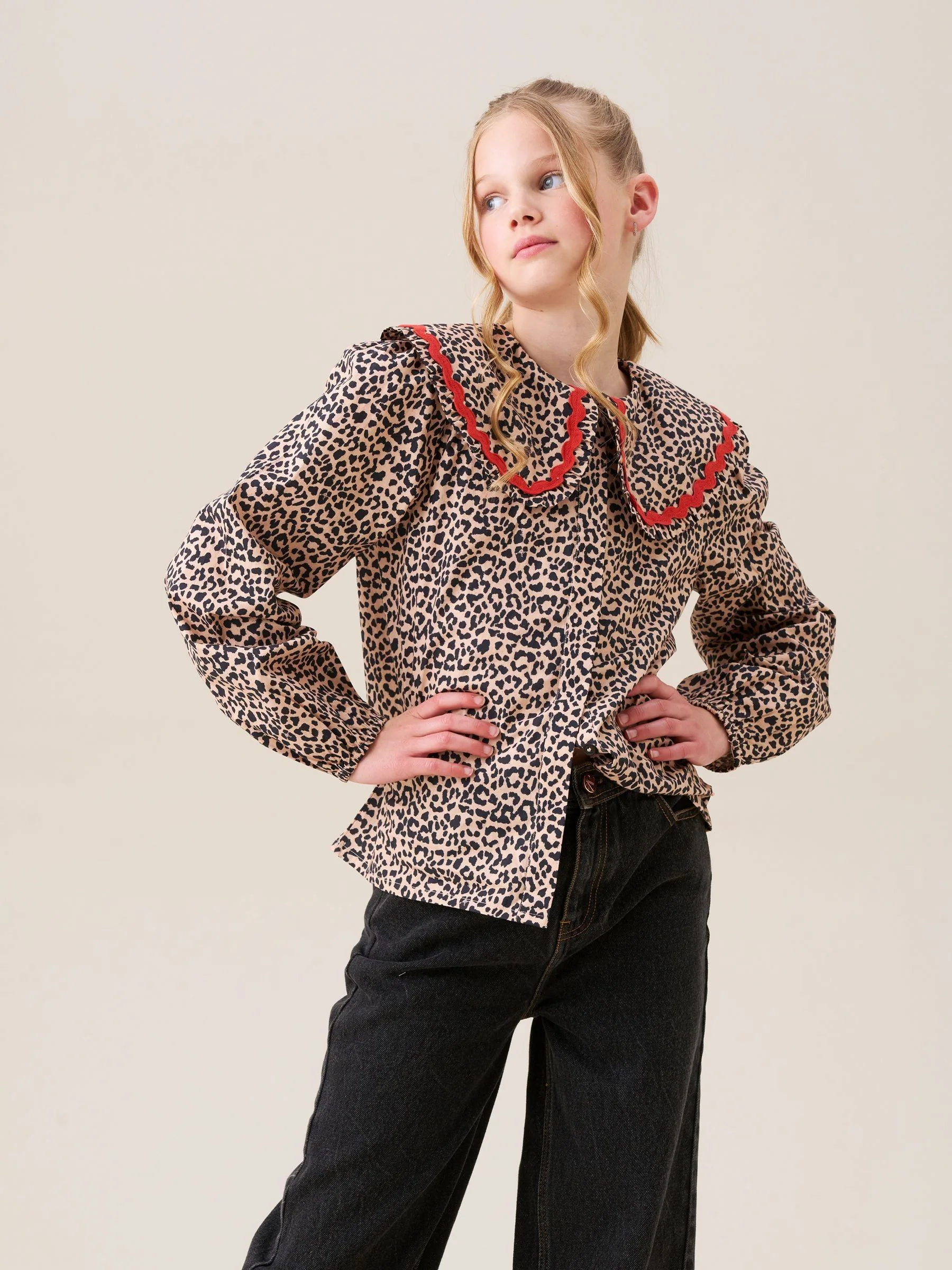 Angel & Rocket Elle Leopard Print Frill Collar Blouse