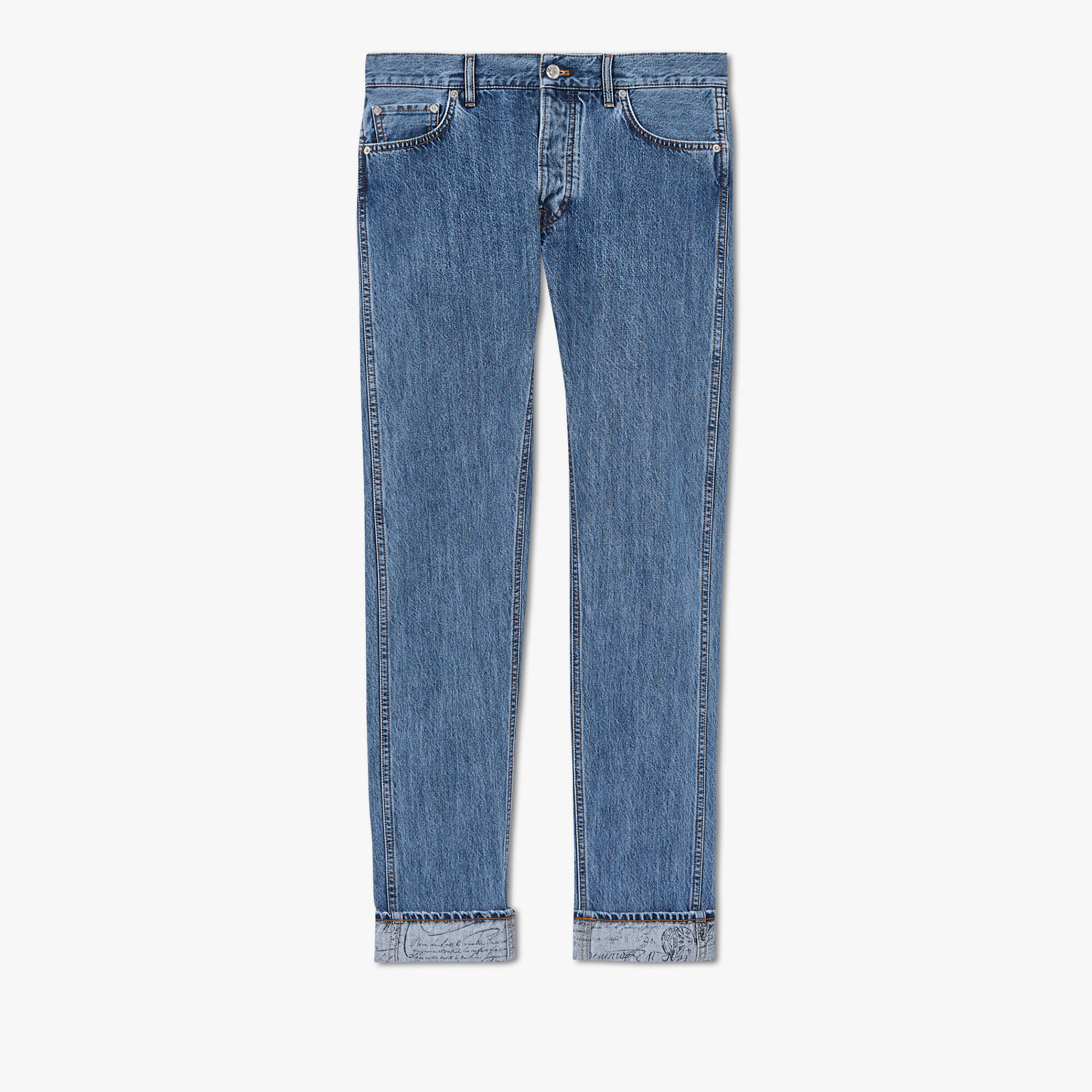 Pantalon En Denim Avec Scritto