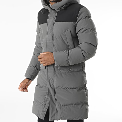 Doudoune Capuche Longue Gris Anthracite