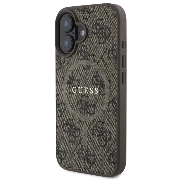 iPhone 16 MagSafe Leder Hardcase Hülle 4G Ring Classic Logo (GUHMP16SG4GFRW) - Braun
