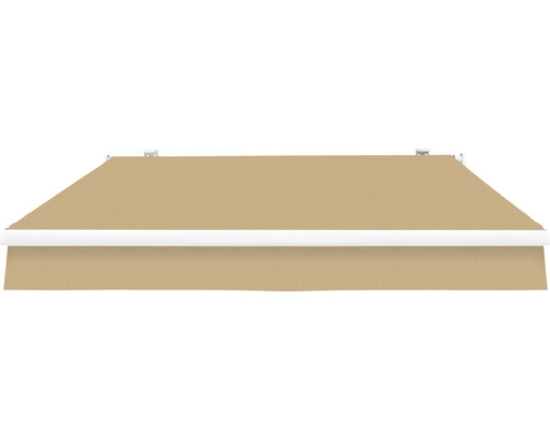 SOLUNA knikarmscherm Proof 2,5x2 Stofdesign 0681 Frame RAL 9010 Zuiver Wit Aandrijving rechts incl. slinger