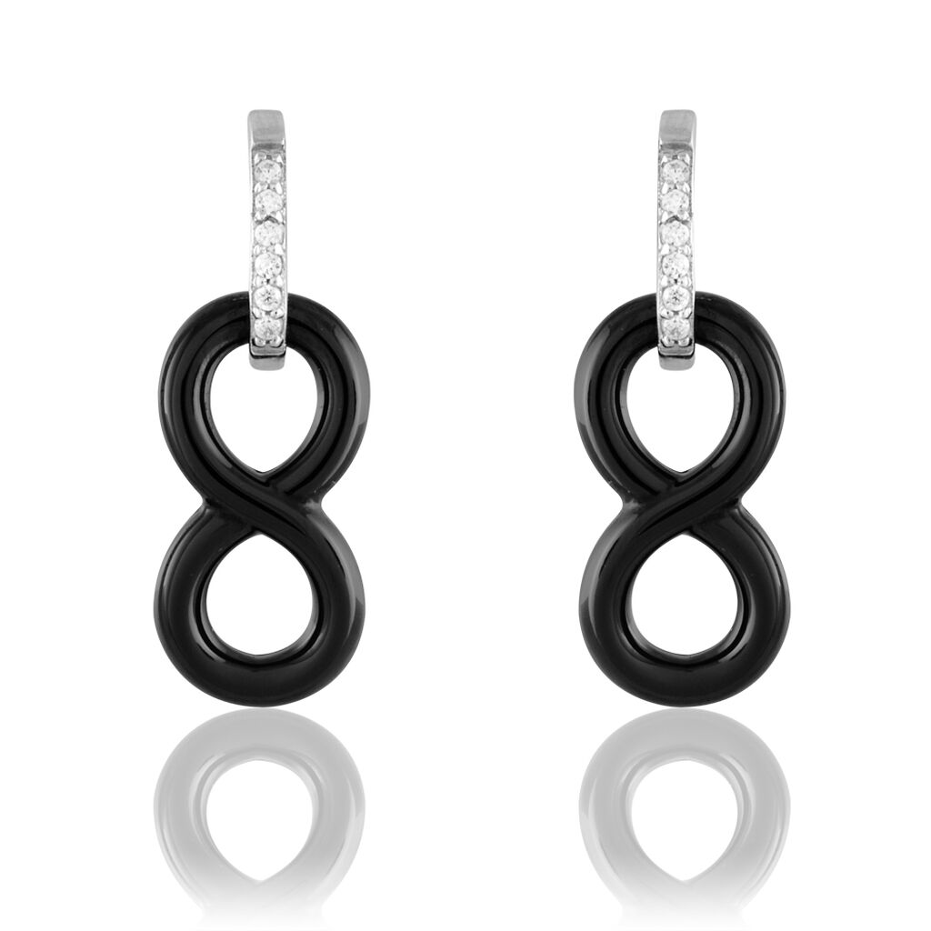 Boucles D'oreilles Pendantes Celinia Argent Blanc Céramique Et Oxyde