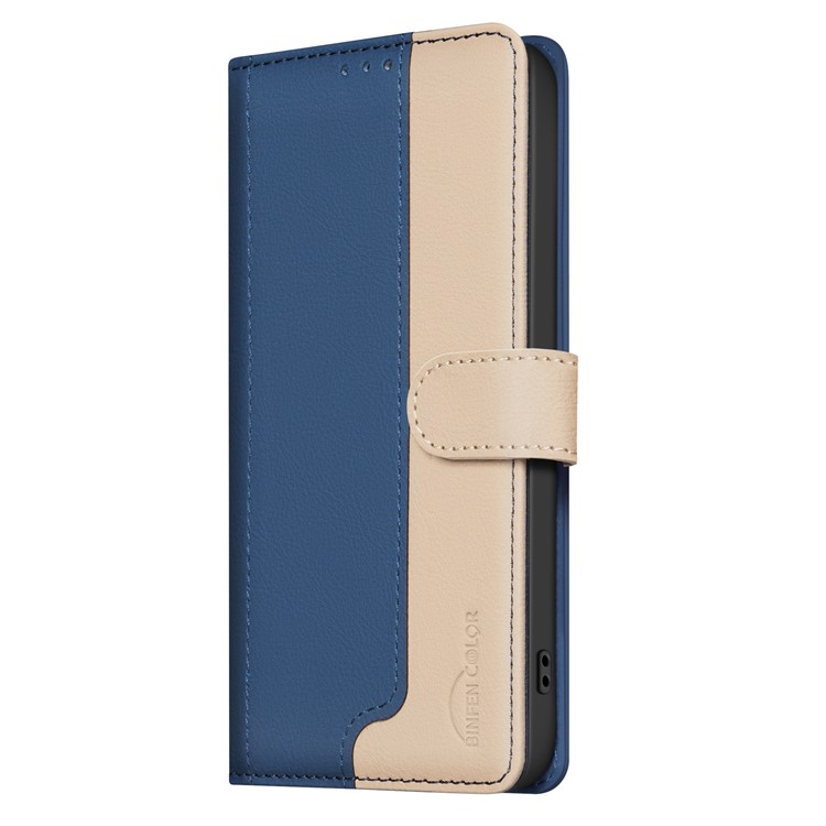 Samsung Galaxy S25 Leder Tasche Flip Cover (RFID Schutz) - Blau / Beige