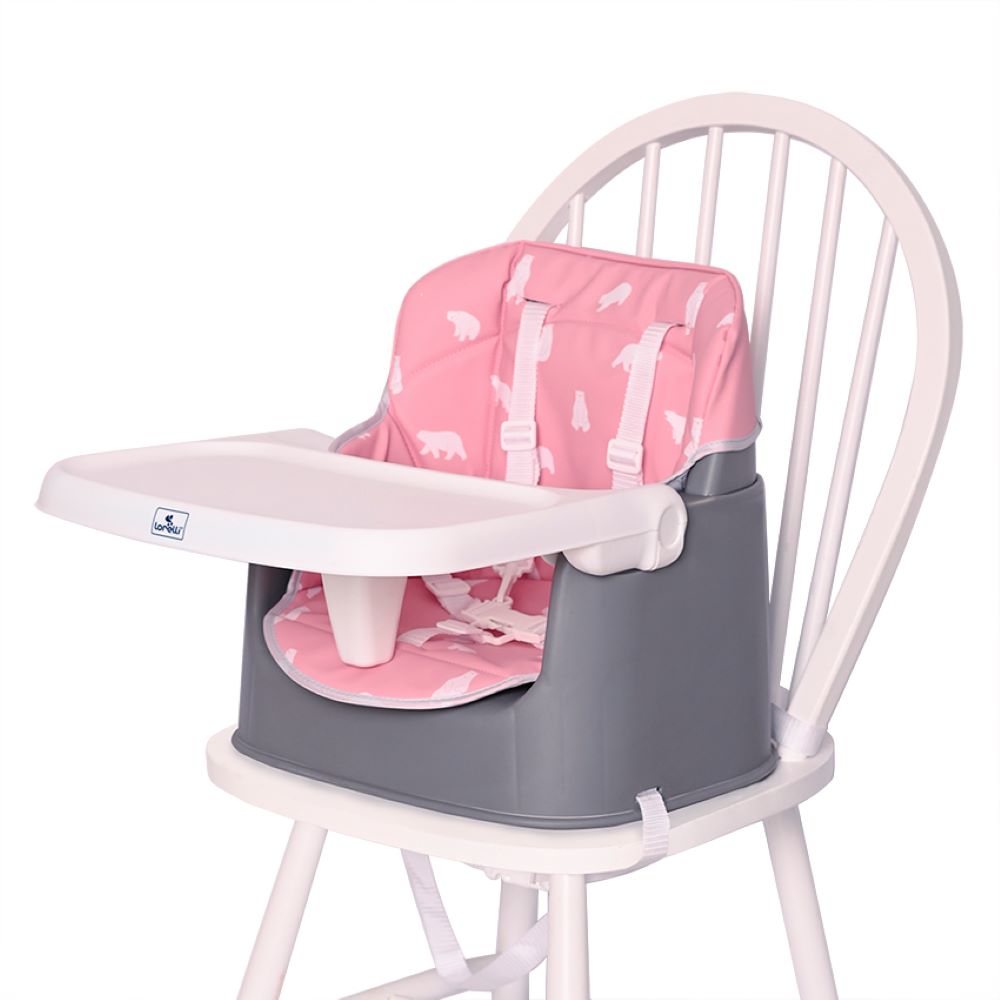 Lorelli Kinderhochstuhl Trick 3 in 1 Kinderstuhl, Tisch, umbaubar, klappbar Gurt rosa