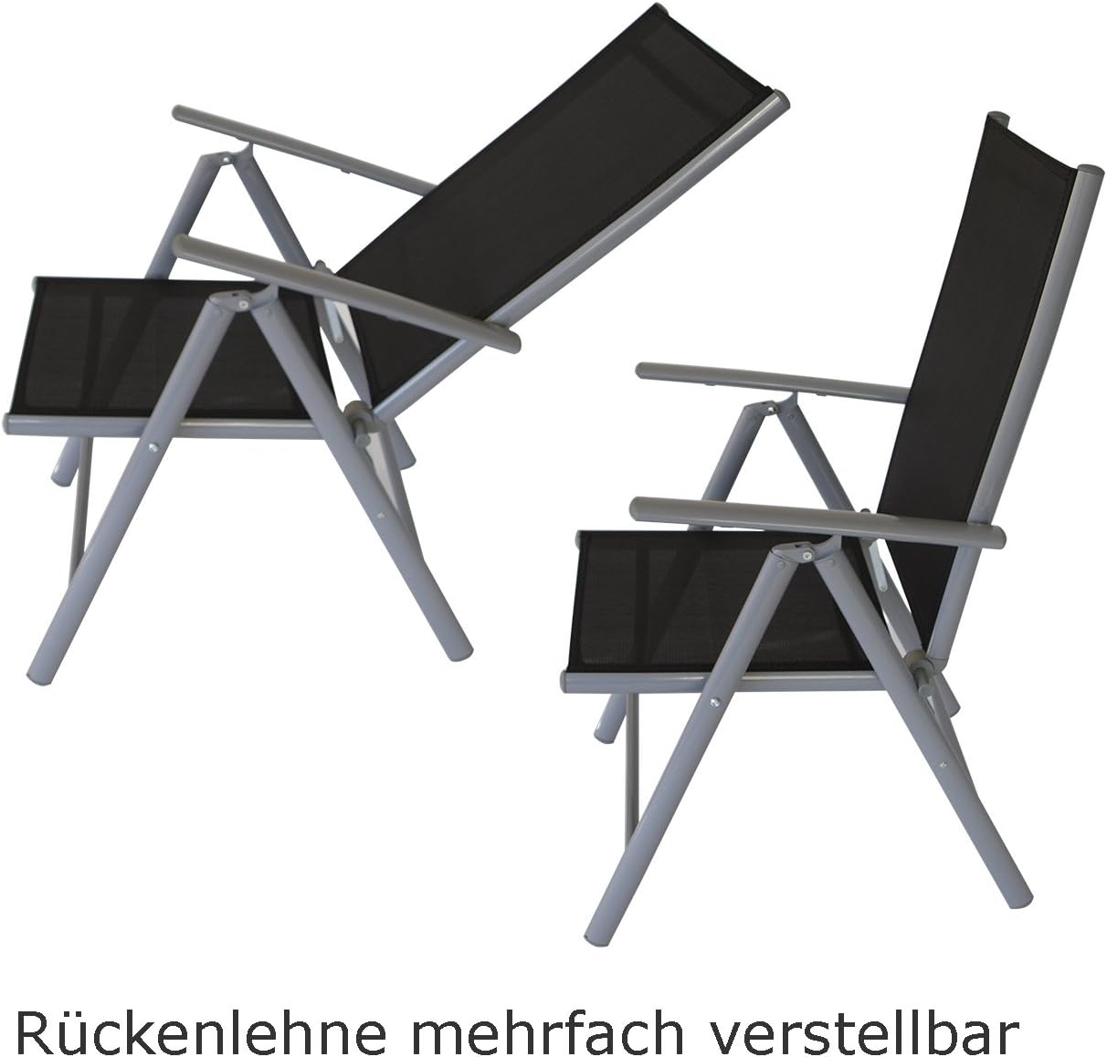 DEGAMO Gartengarnitur Marina 9-teilig, 8X Hochlehner und 1x Ausziehtisch Aluminium mit Glasplatte 180/240x100cm, Outdoor