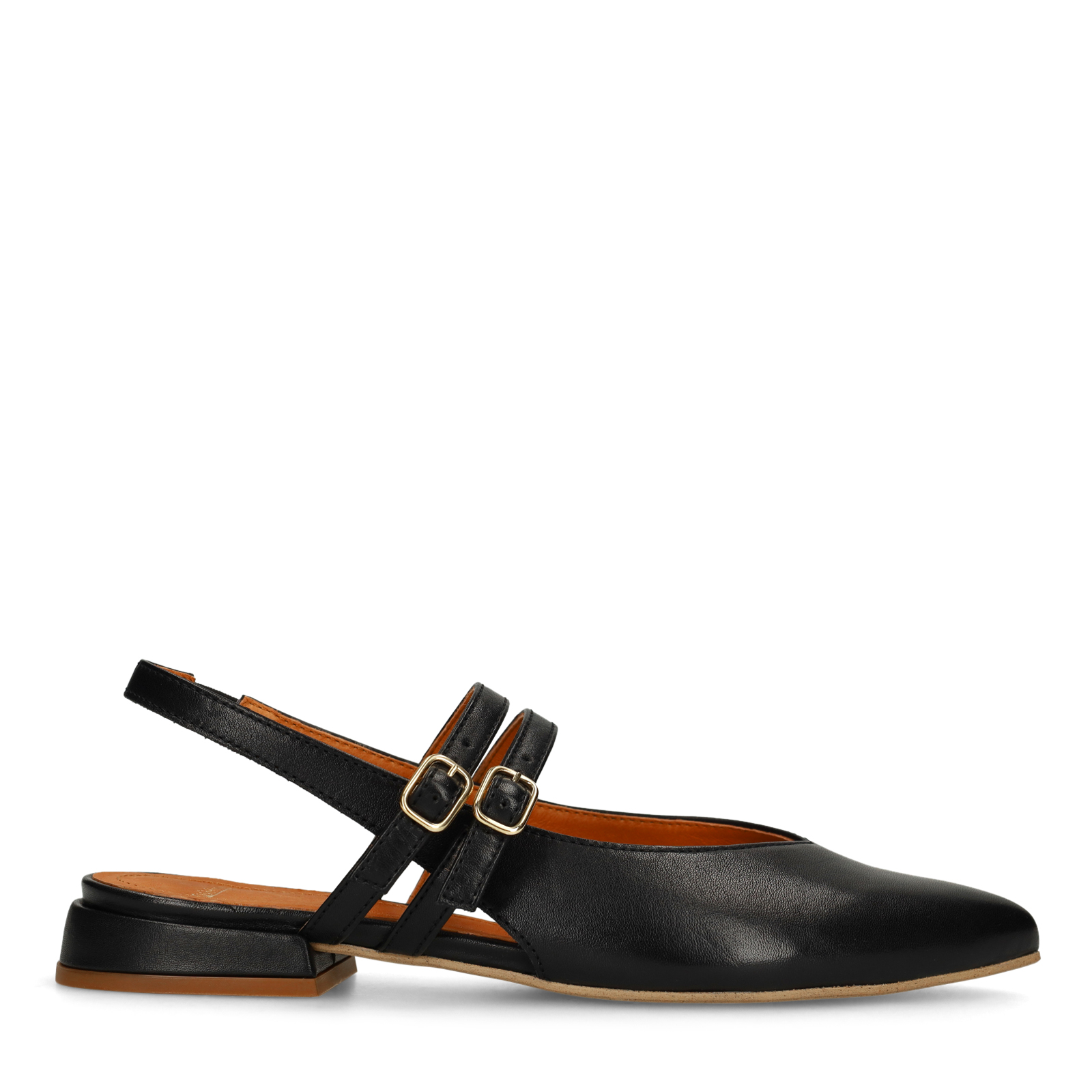Zwarte leren slingbacks