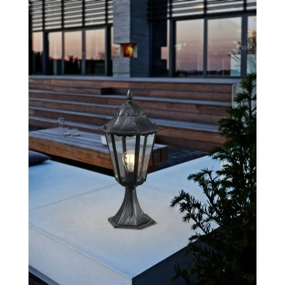 EGLONavedo-Buitenverlichting-Tuinpaaltje-1Lichts-Zwart,Zilver-Patina