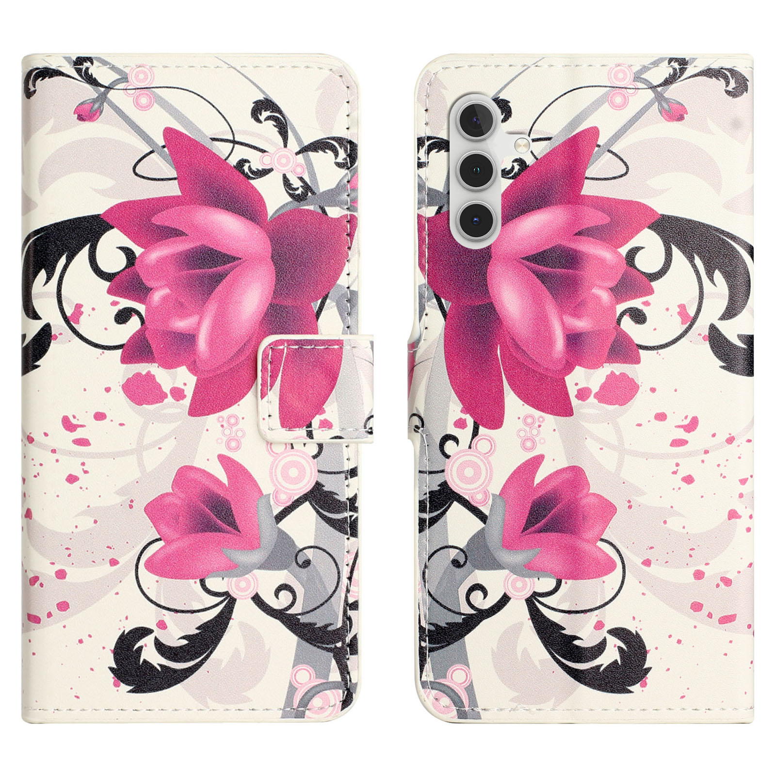 Samsung Galaxy S24 FE Leder Tasche - Lotus Blumen