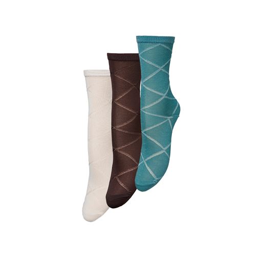 Beck Söndergaard Diamond Glitter 3-pak Strømper, Off-White/Brown/Blue, 39/41