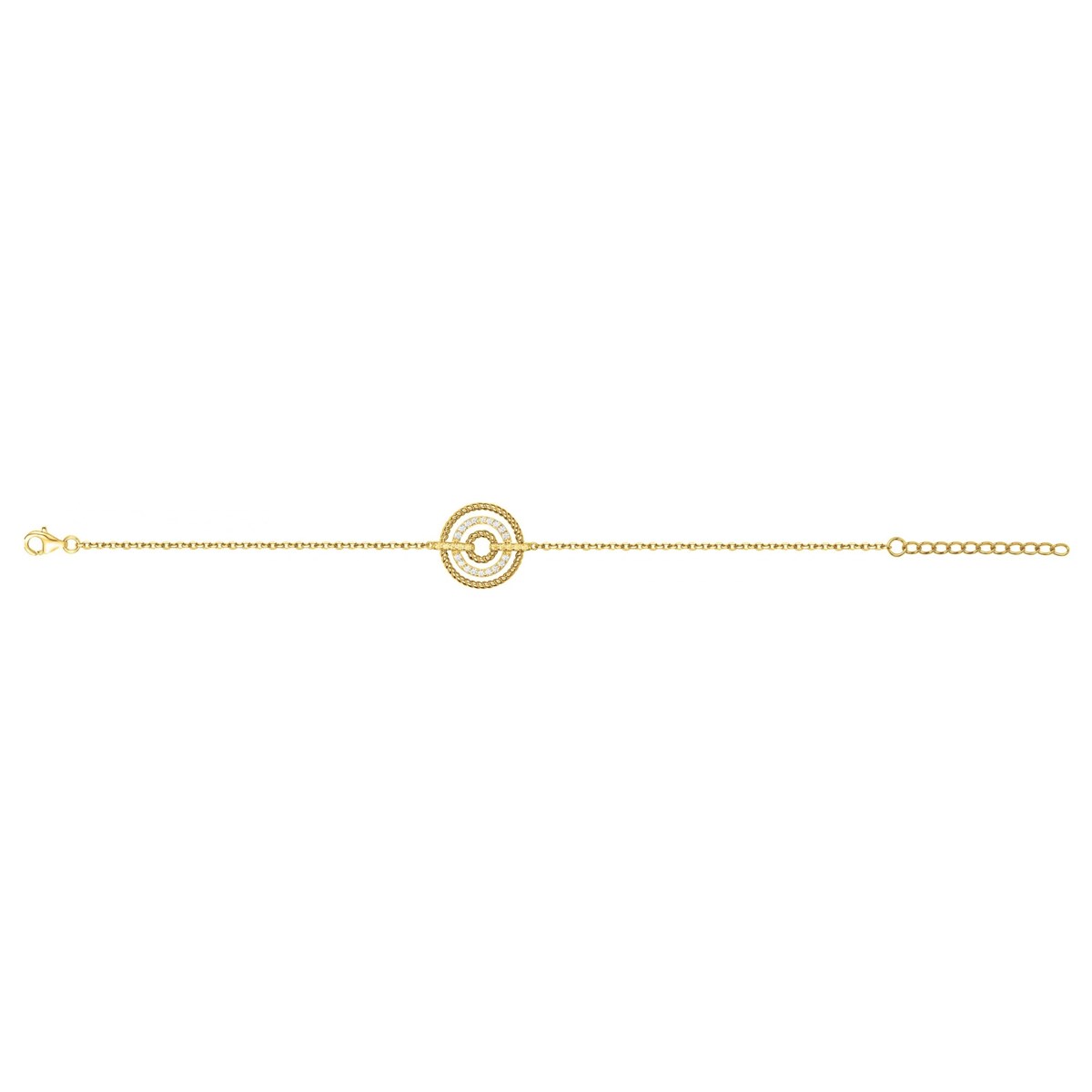 Bracelet souple mono-motif en Plaqué Or avec oxyde de zirconium blanc