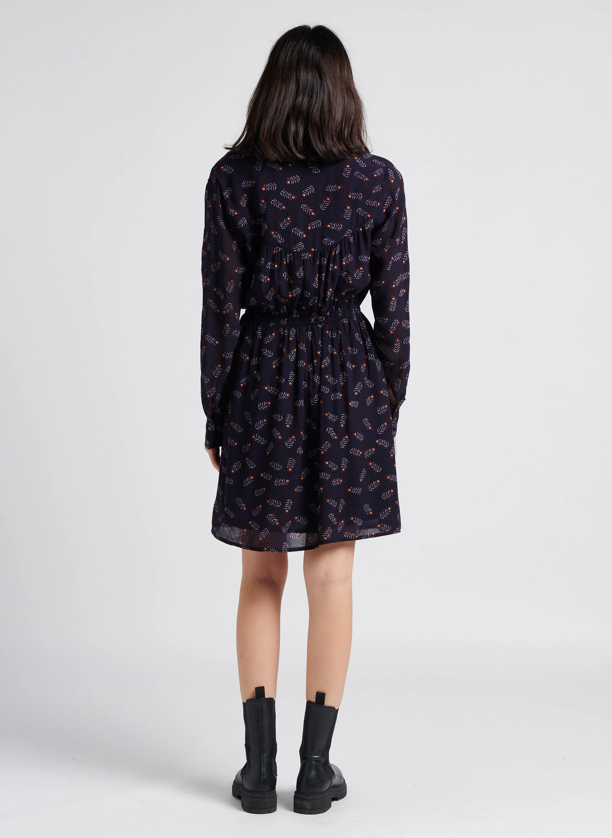Robe courte col V imprimée| Multicolore