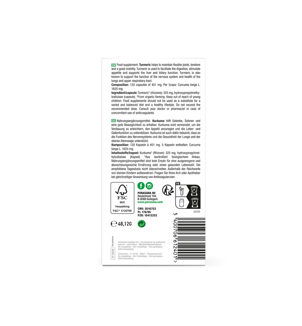Purasana Curcuma Vegan Bio (120 vega capsules)