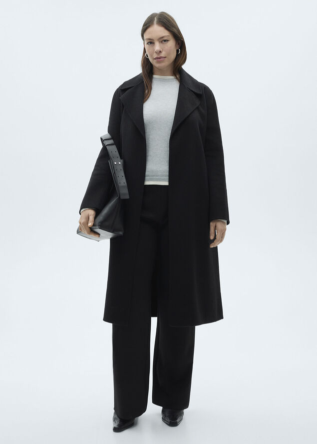 MANGO Belt handmade coat Black