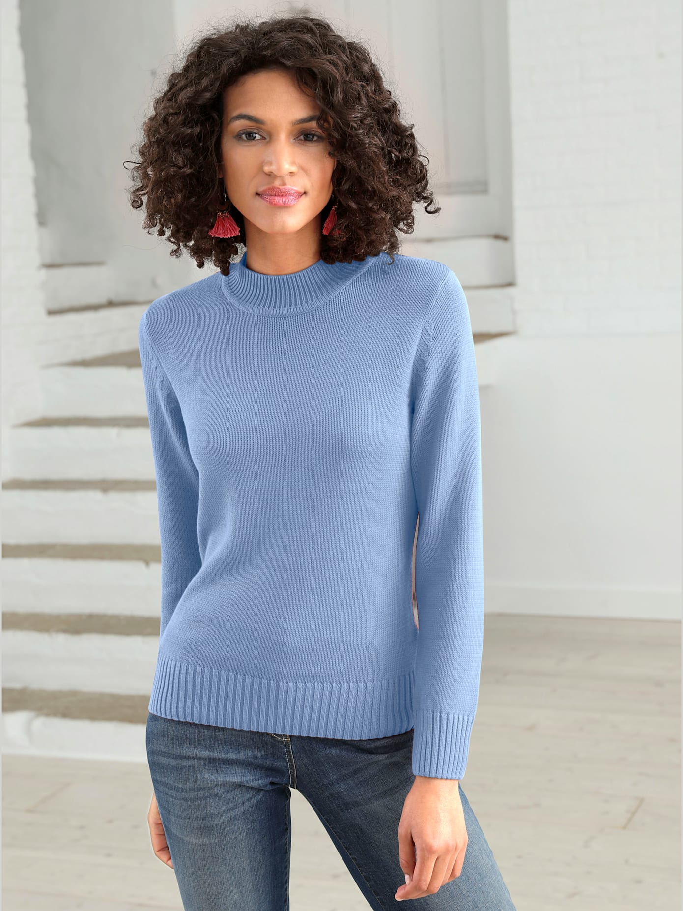 Pull femme col tortue finitions côtelés