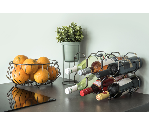 Wine rack Honeycomb foldable iron smokey grey