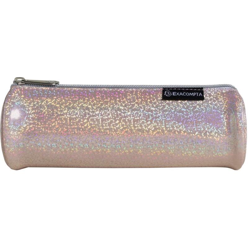 Trousse ronde PU Glitter - 22,5x7,5cm - Couleurs assorties