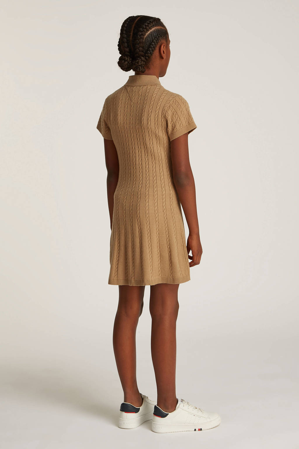 Tommy Hilfiger A-lijn jurk met kabels bruin