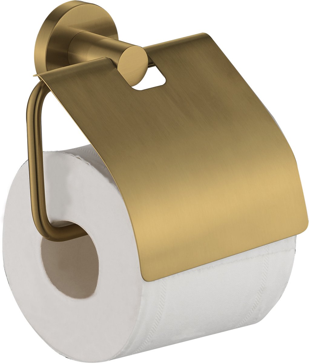 Plieger Vigo toiletrolhouder met klep geborsteld goud