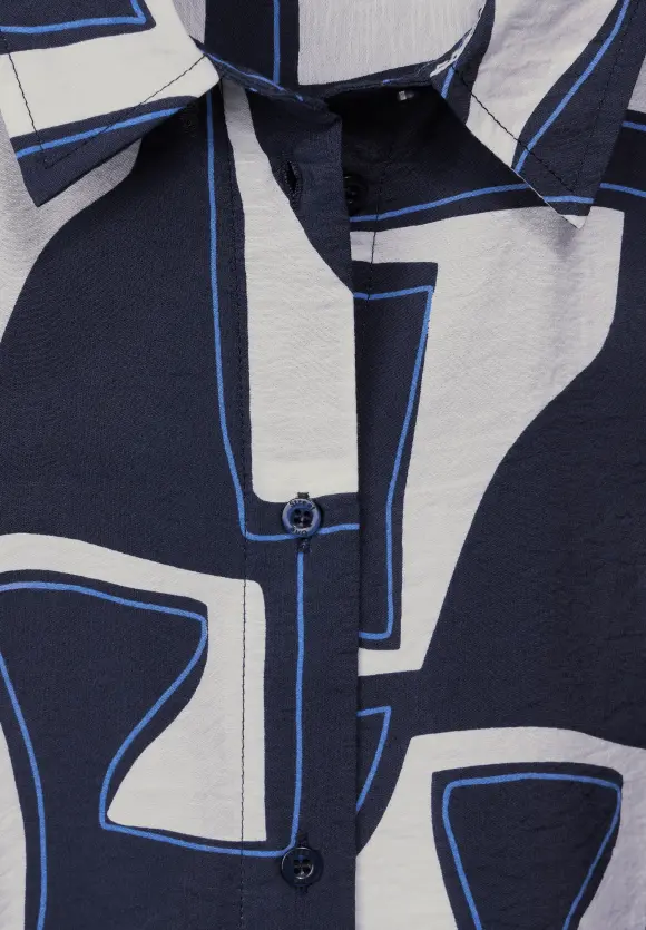 Print Longbluse - deep blue