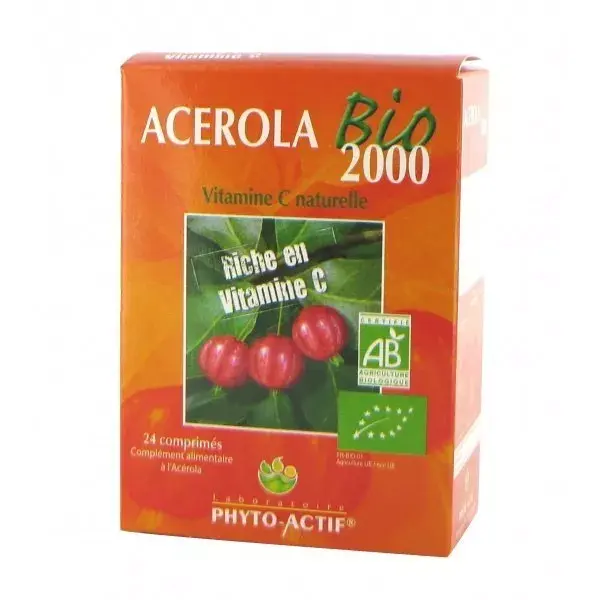 Phytoactif Acerola Orgânica 2000 - 24 Comprimidos Mastigáveis