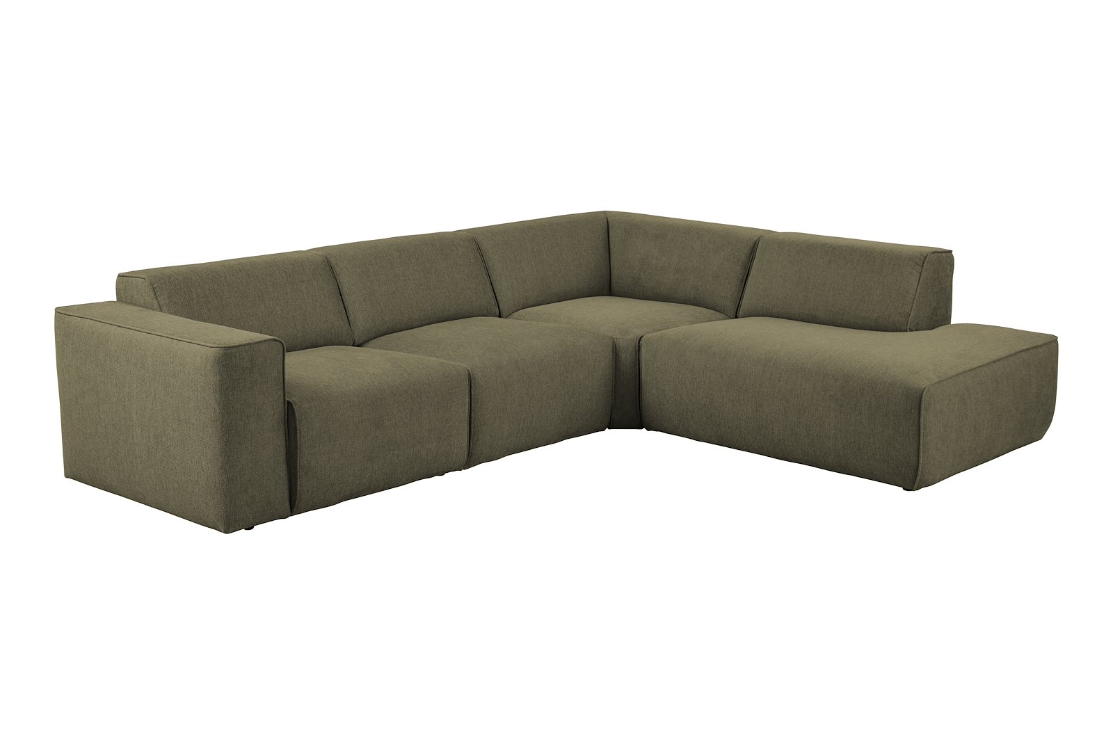 Enjoy hjørnesofa 2,5-seter med åpen ende høyre. Tekstil Brego 77 grønn  med sorte ben