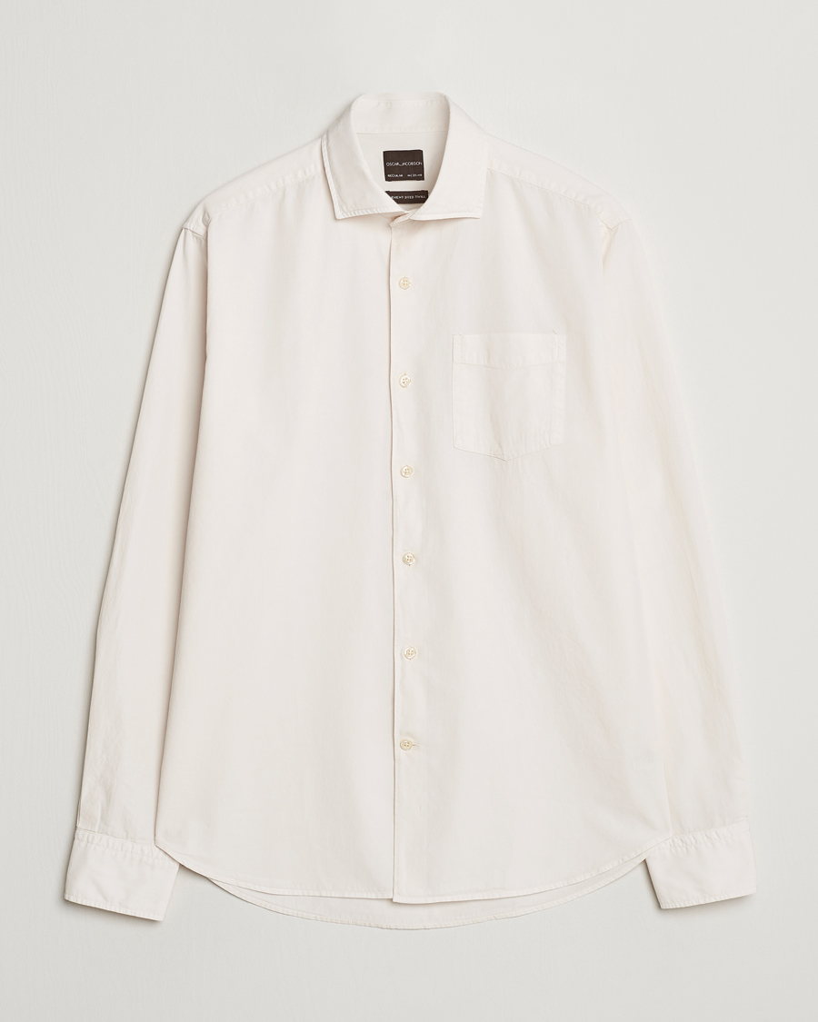 Oscar Jacobson Reg Fit Wide Spread C GD Twill Ecru White