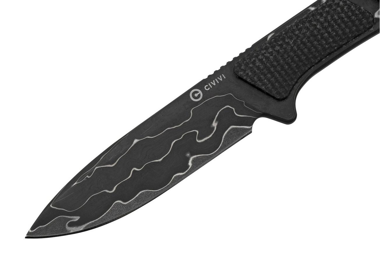 Civivi Mini Elementum Fixed Blade C23010-DS1 Dark Green Canvas Micarta, Damascus nekmes