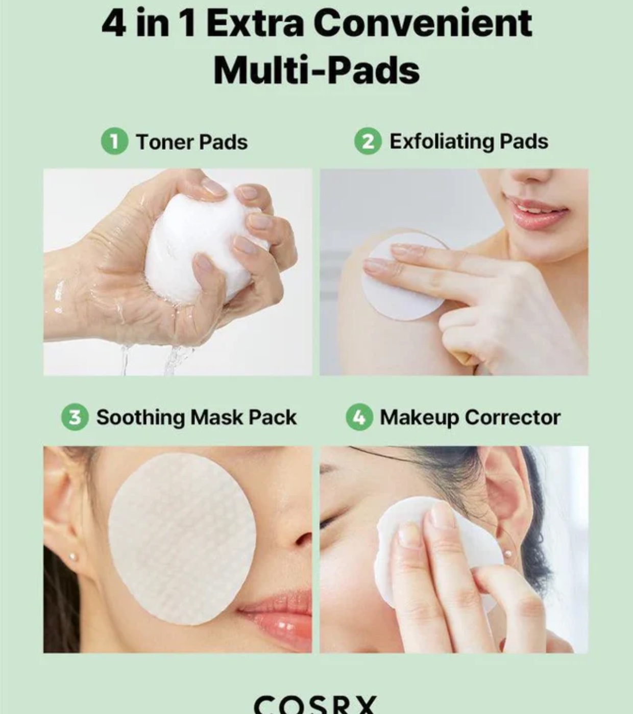COSRX - Tônico facial calmante verde em formato pads