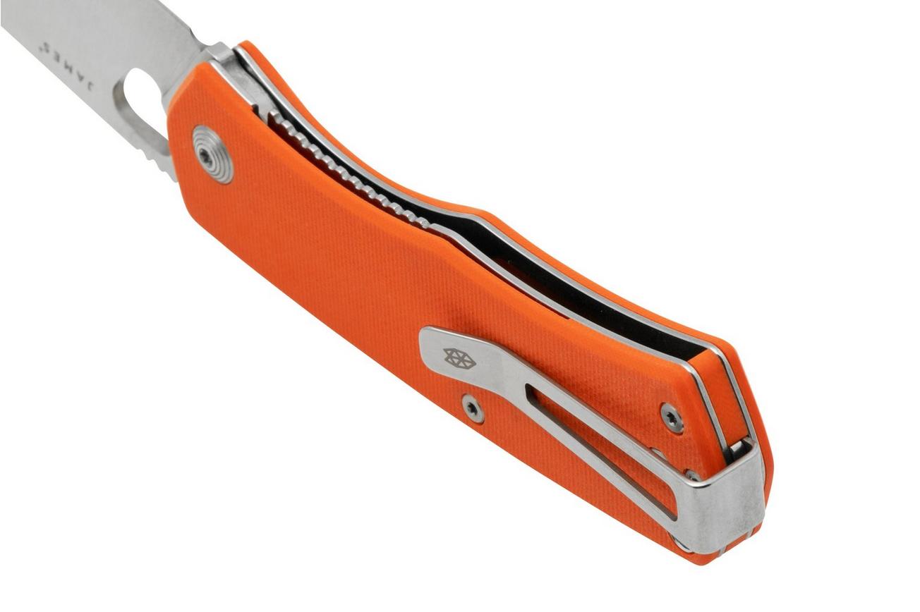 The James Brand The Folsom, Orange G10, Satin zakmes