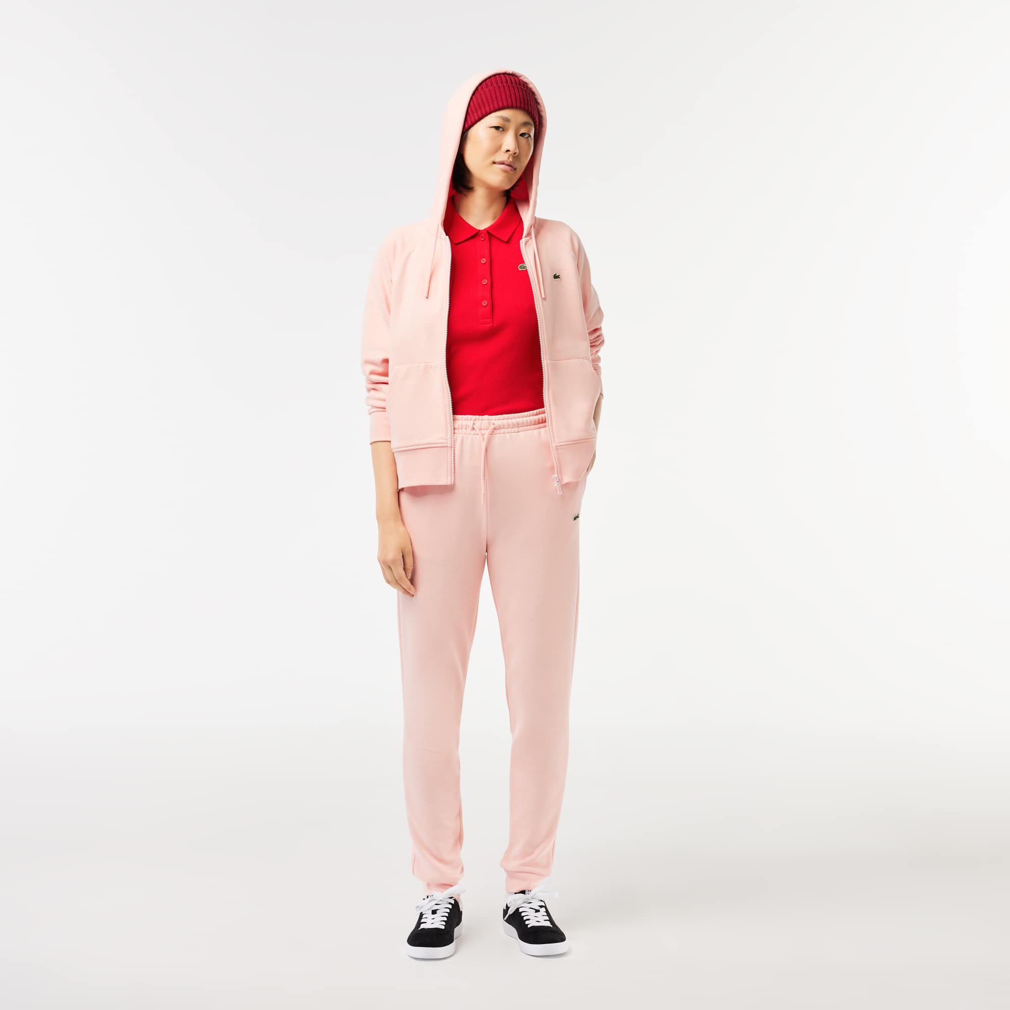 Sweatshirt zippé à capuche Jogger femme Lacoste en molleton biologique Sweatshirts - Rose - Lacoste - Femme
